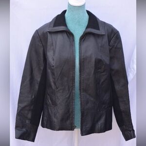 Coldwater Creek Leather & Wool Jacket Petite XL PXL NWOT